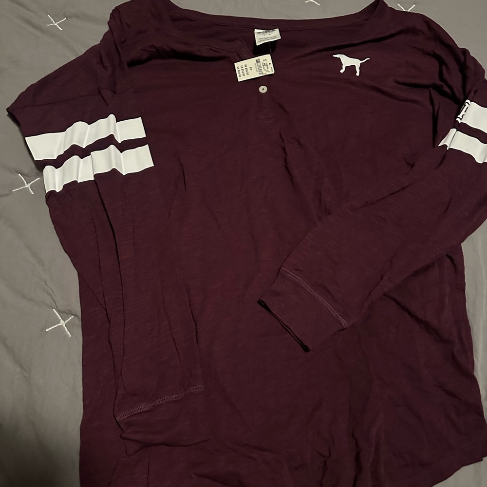 PINK Victoria's Secret Maroon Long Sleeve Tee